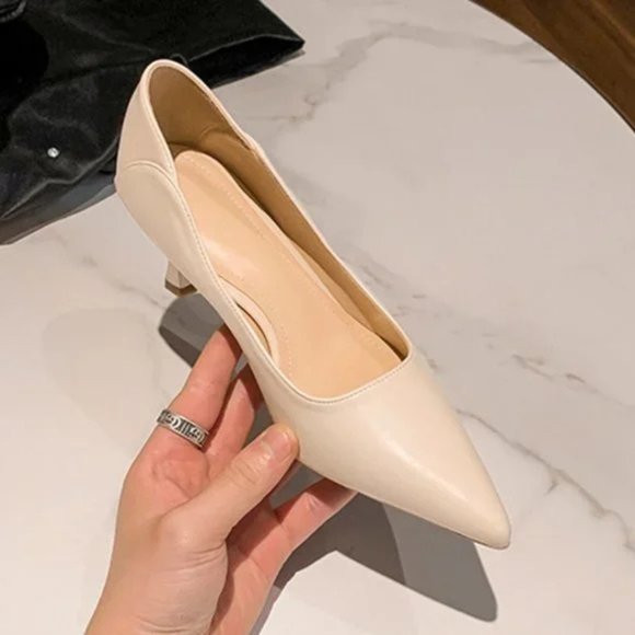 Soft leather high -heeled shoe women's fine heel pointed mouth two professional - Picture 3 of 5